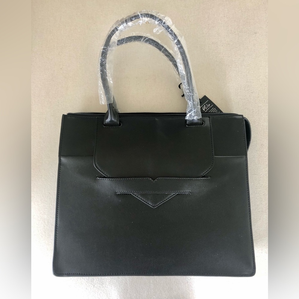 Philo black leather briefcase work bag